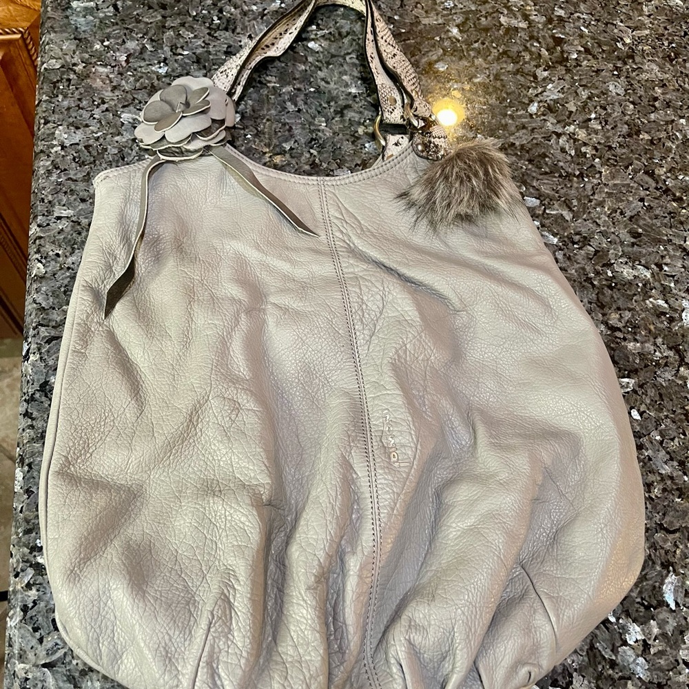 Dimoni Gray Shoulder Bag Made in Spain Buttery Soft Leather 16x17